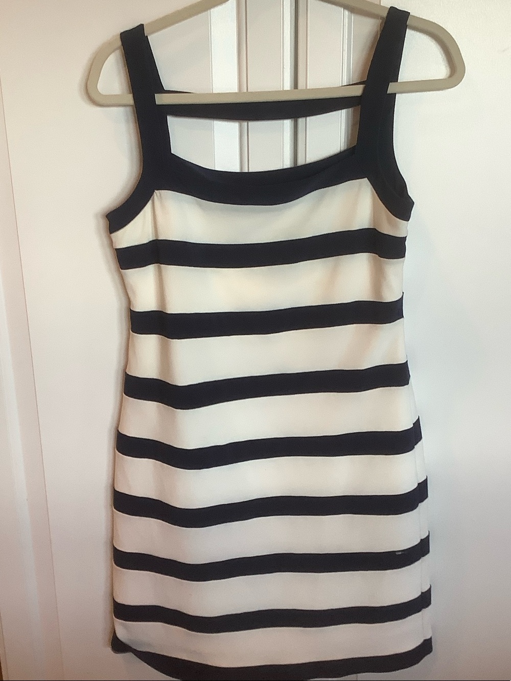 Joseph Ribkoff Navyand White Striped Mini Dress